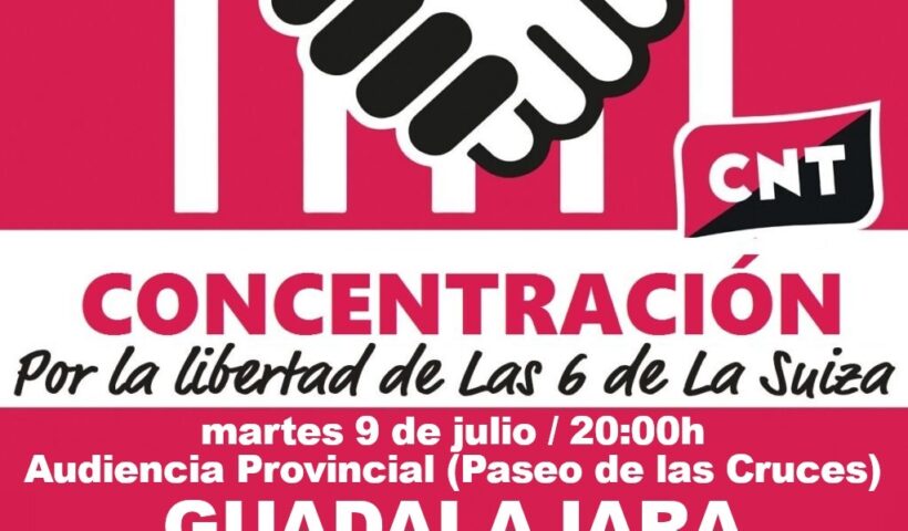 Concentración Las 6 de La Suiza martes 9 de julio 20:00h